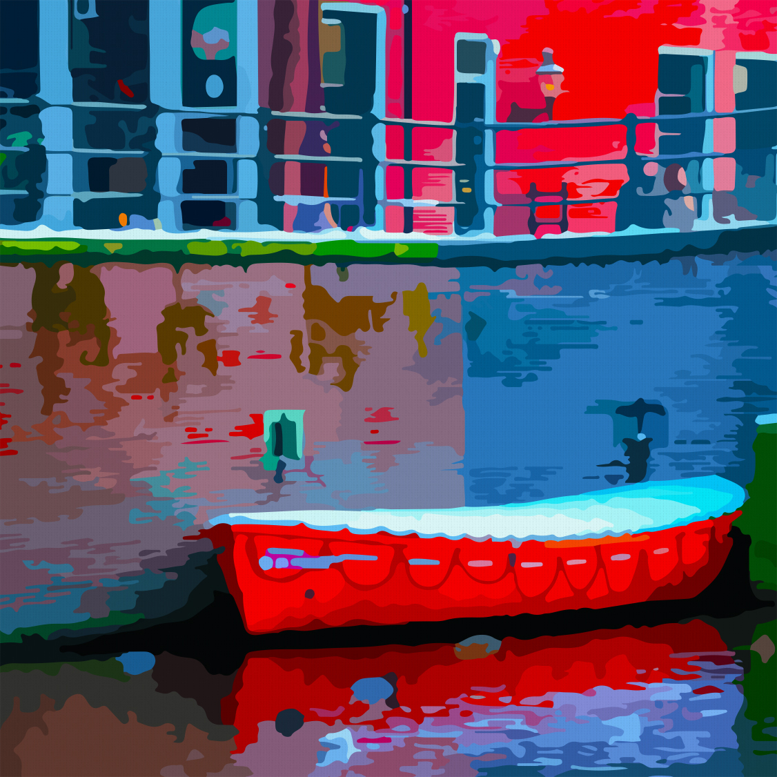 Red Boat - Artwork of amsterdamoncanvas.com